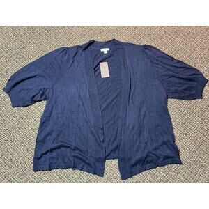 J. Jill Open Front Cardigan Navy Blue Womens Size XL Petite Casual Career NWT